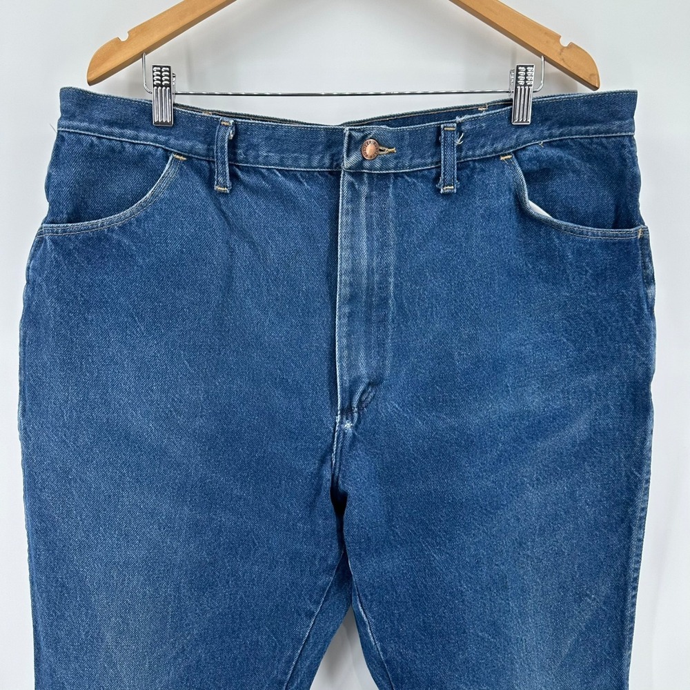 VTG Rustler Workwear Jeans Mens 42x30 Blue Denim Cotton High Rise Straight 90s